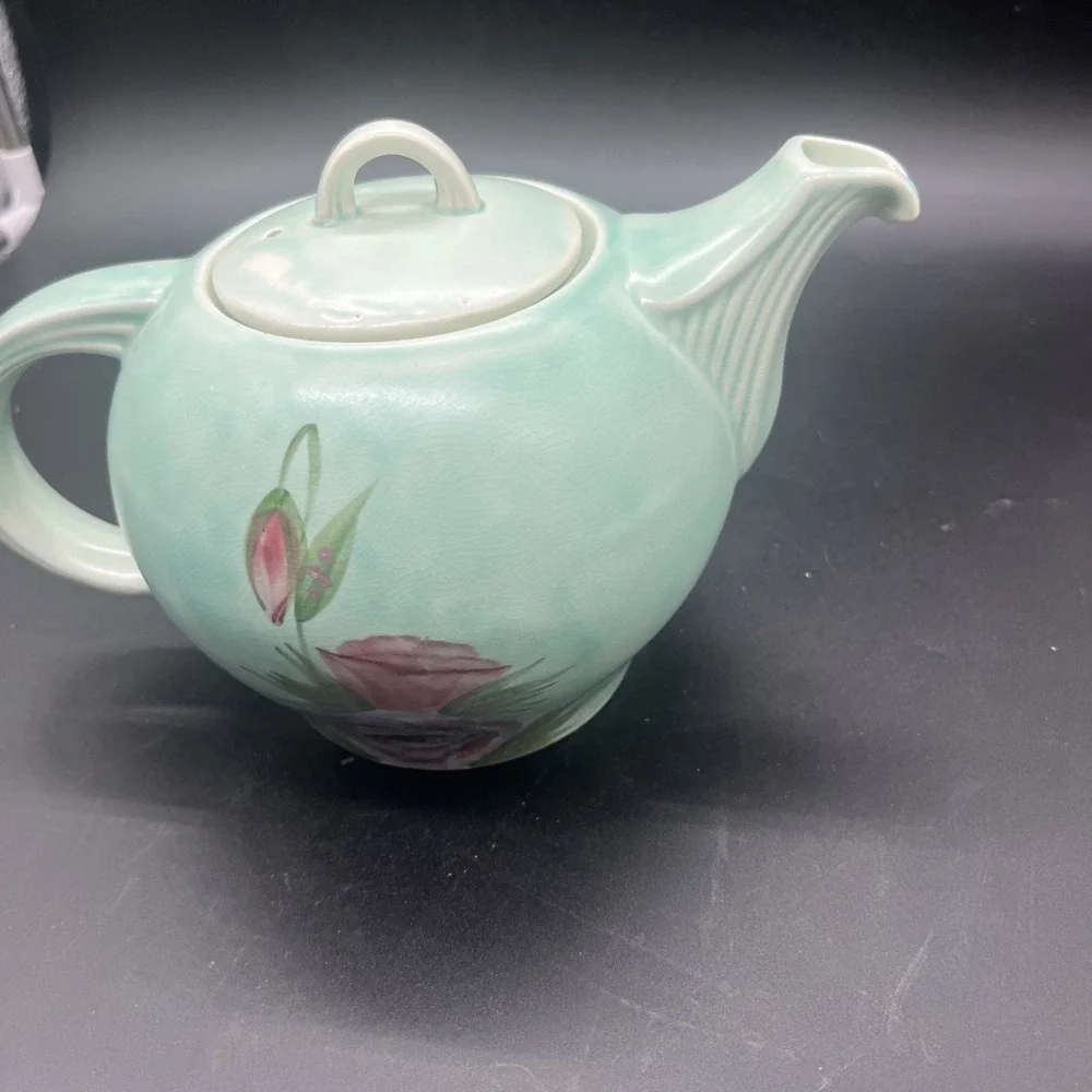 Vintage E Radford Pottery Hand Painted Floral Teapot England Art Deco Shape 340 - Picture 4 of 16